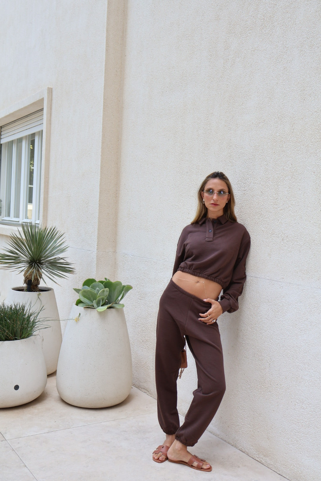 LK NO46 BROWN POLO SWEATSHIRT