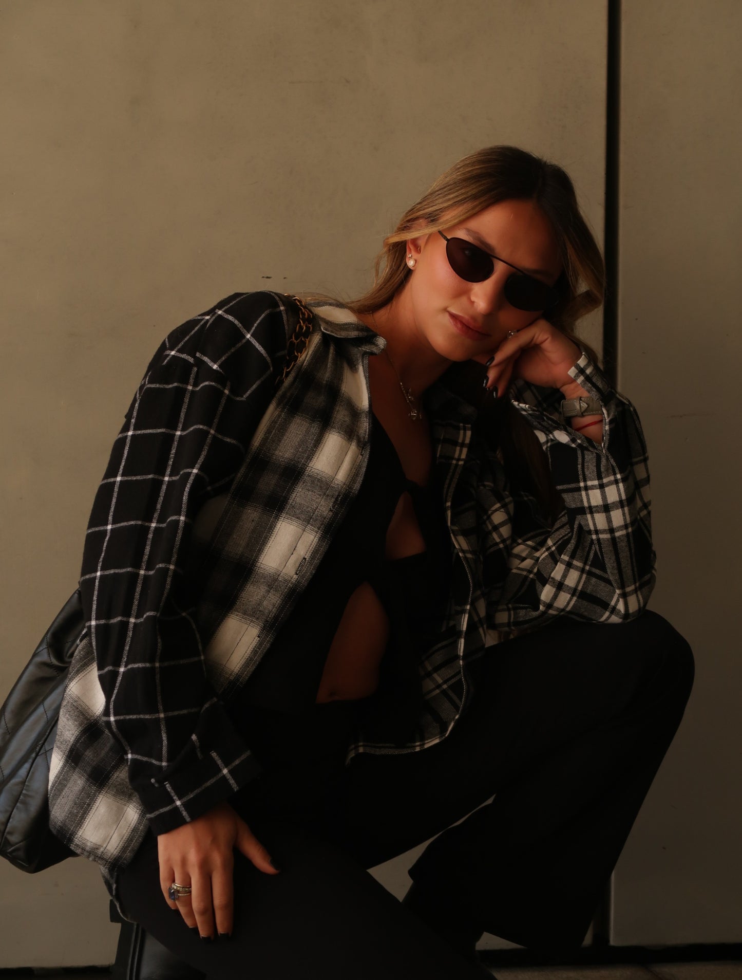 LK NO 22 CHECKED BLACK SHIRT