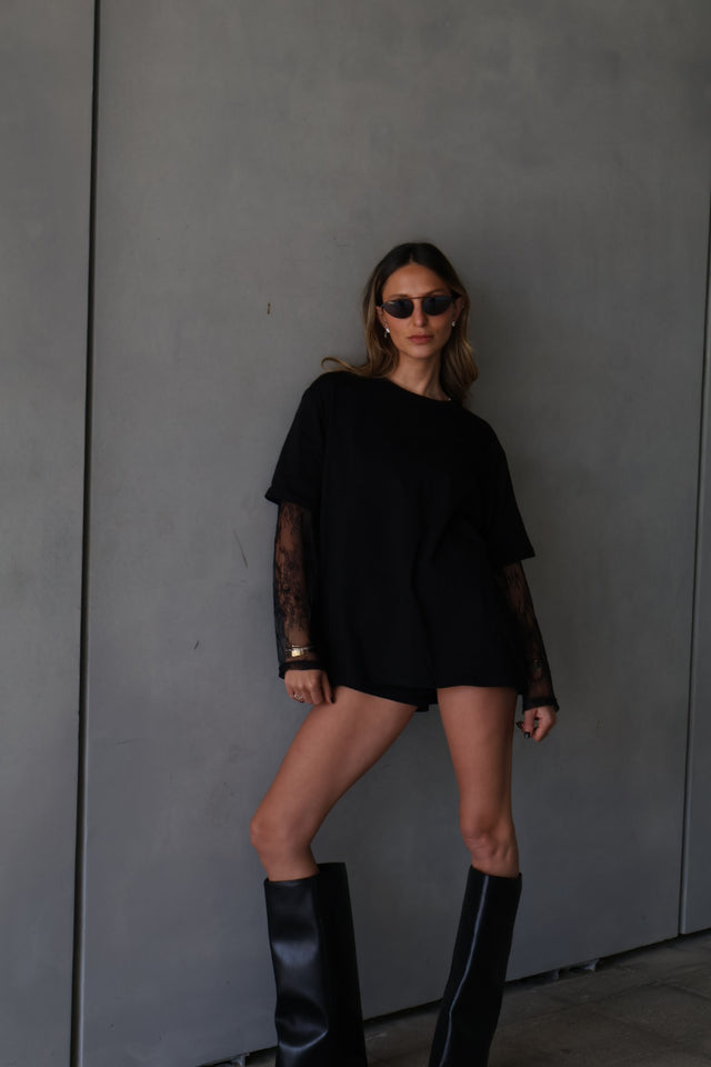 LK NO 30 BLACK LACE TSHIRT