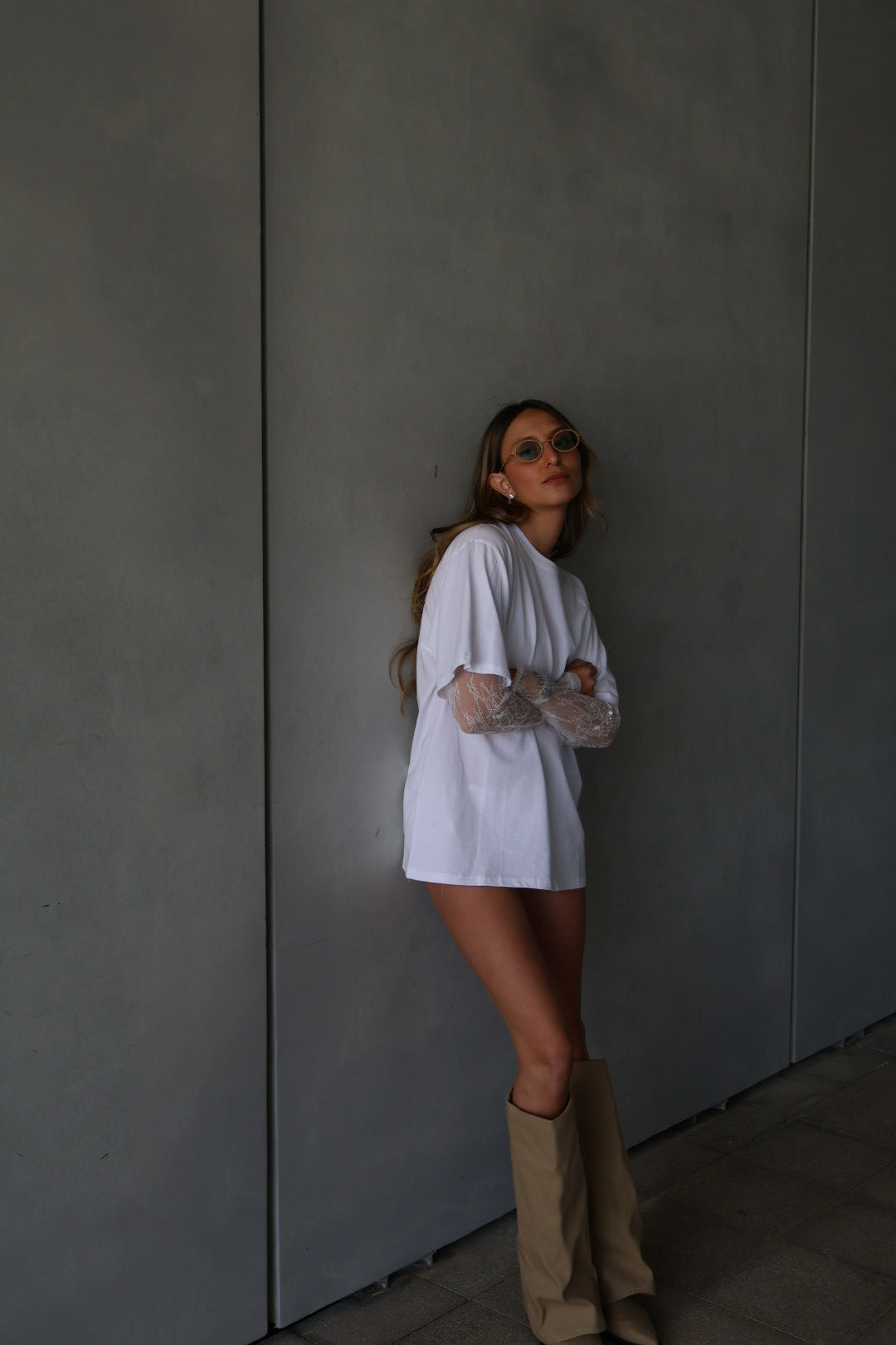 LK NO 30 WHITE LACE TSHIRT