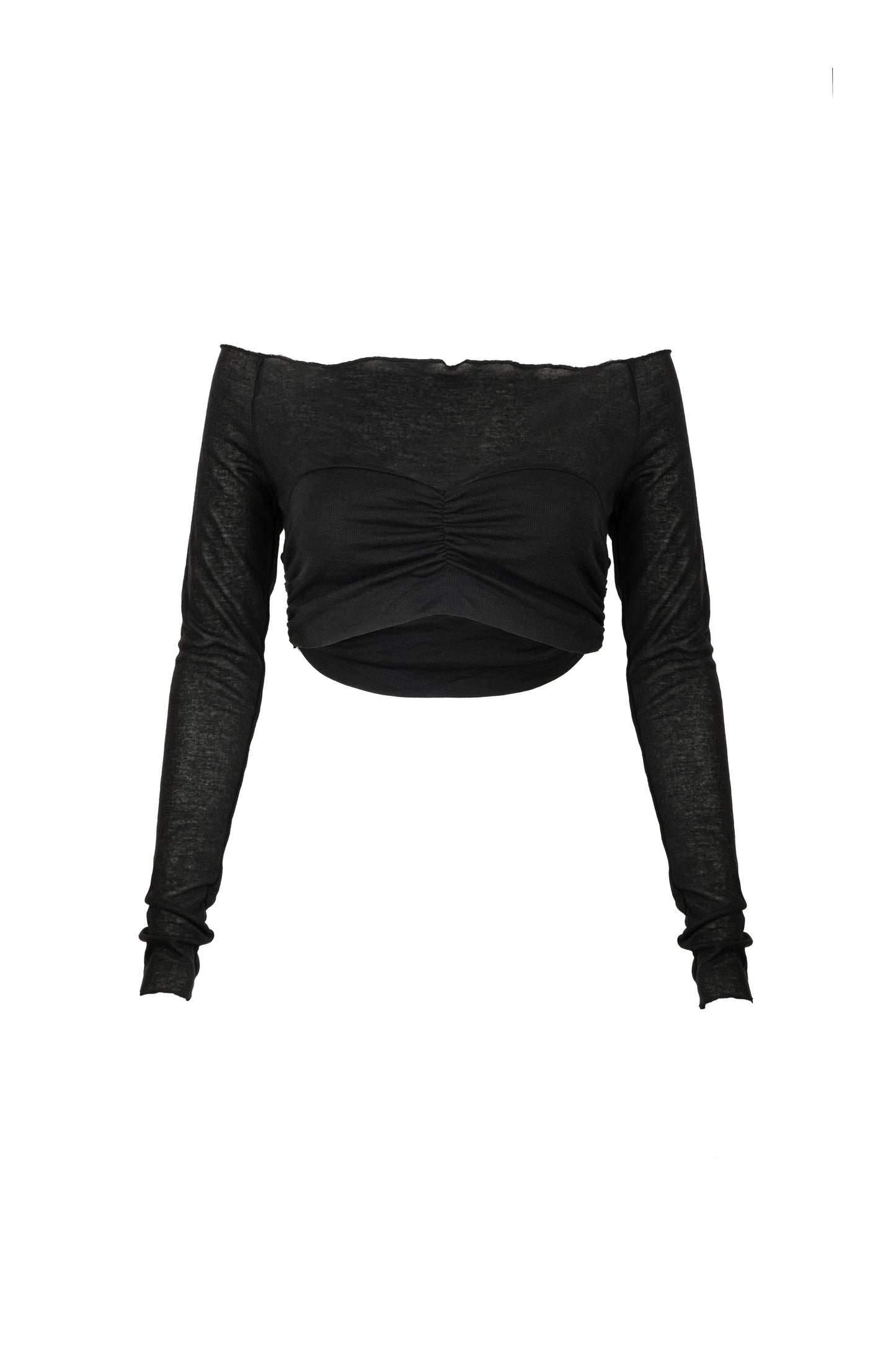 LK NO34 BLACK OFF SHOULDER CROP