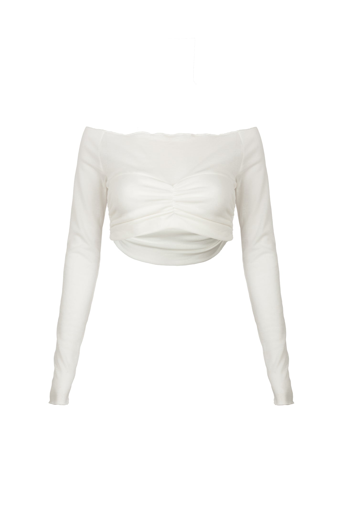 LK NO34 WHITE OFF SHOULDER CROP