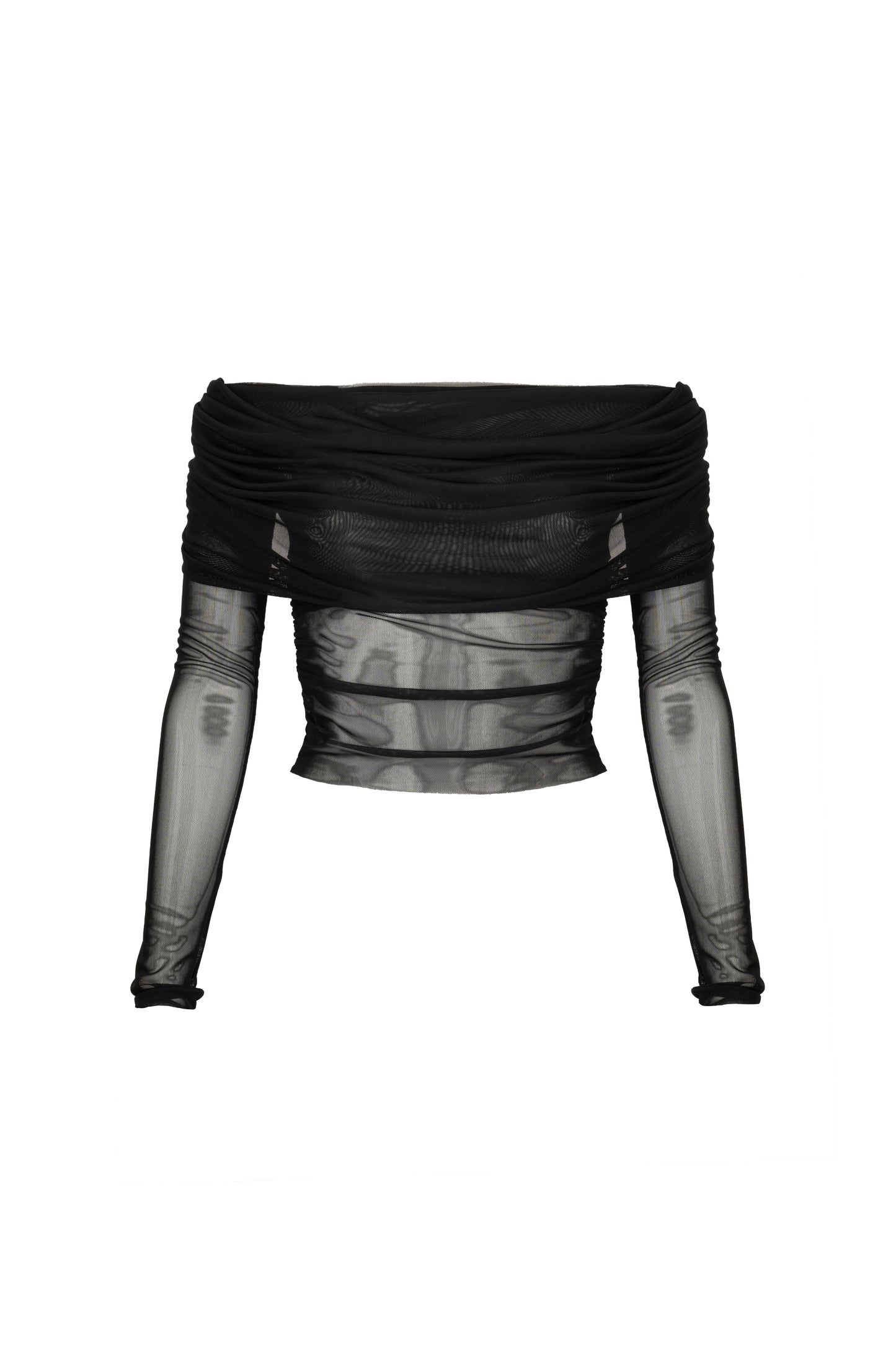 LK NO35 TRANSPARENT BLACK OFF SHOULDER TOP