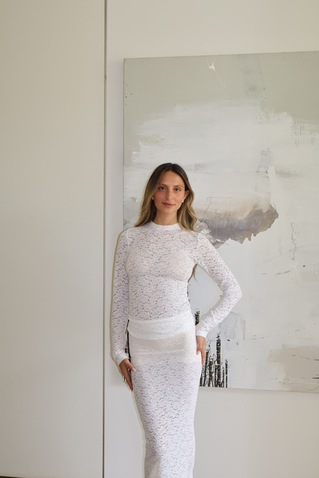 LK NO42 WHITE LACE TSHIRT