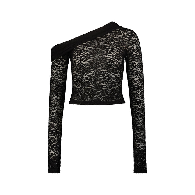 LK NO43 BLACK LACE OFF SHOULDER TOP