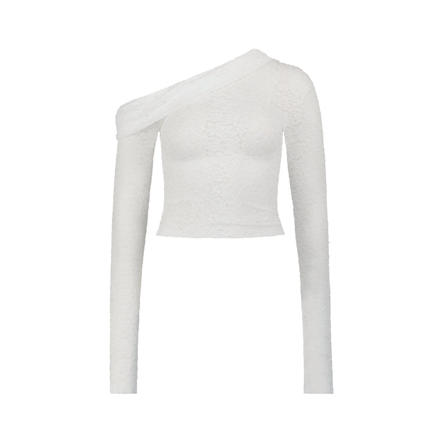LK NO43 WHITE LACE OFF SHOULDER TOP