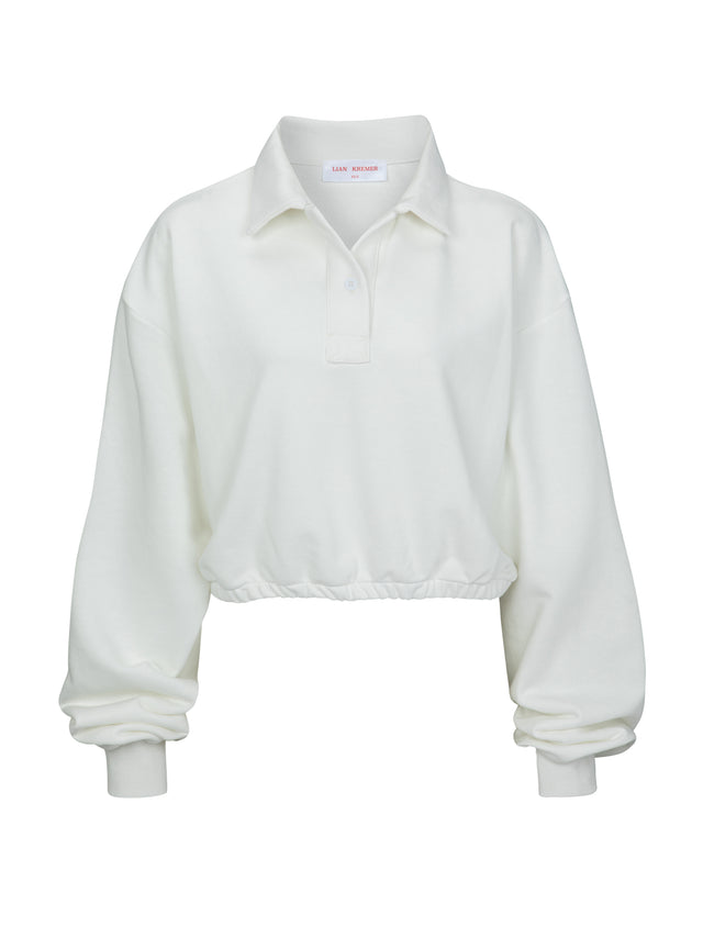 LK NO46 WHITE POLO SWEATSHIRT