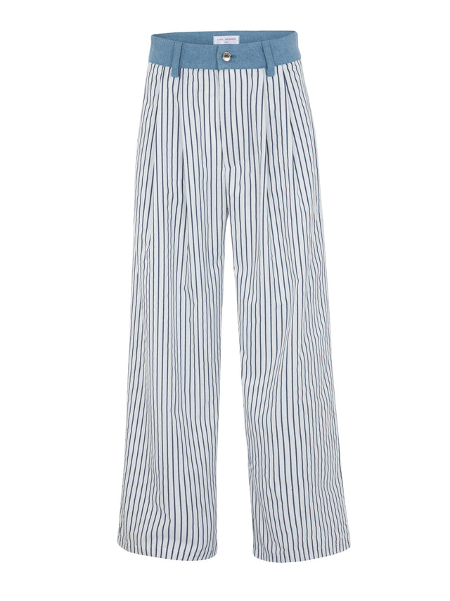LK NO50 WHITE STRIPES PANT WITH DENIM